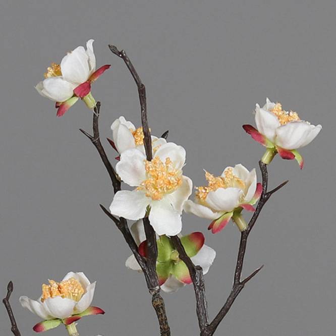 Set 3 crengute de prun artificiale cu flori albe, 56 cm