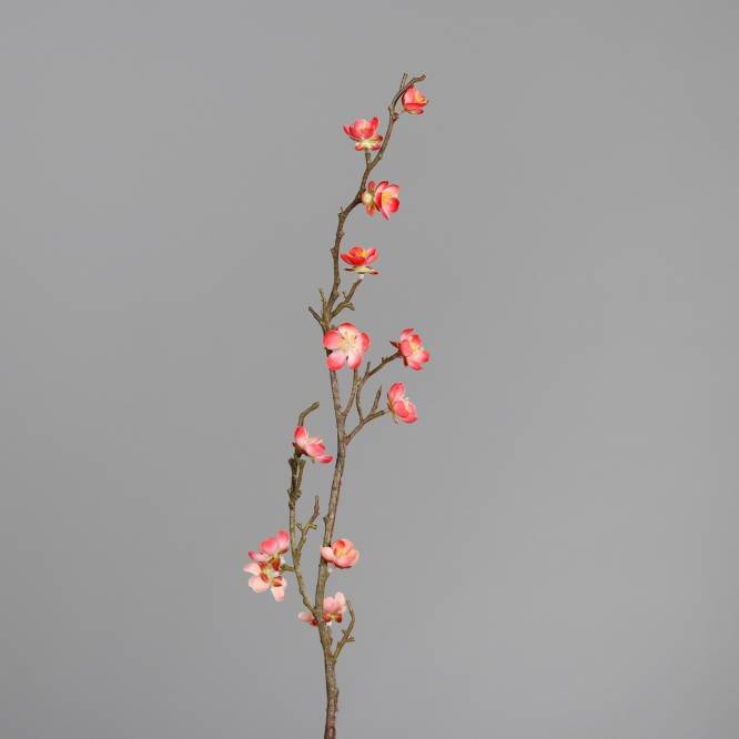 Set 3 crengute de cires artificiale cu flori roz somon, 50 cm