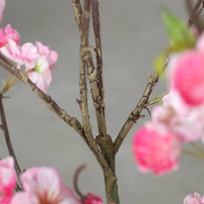 Arbust decorativ artificial cires cu flori roz in ghiveci, 125 cm