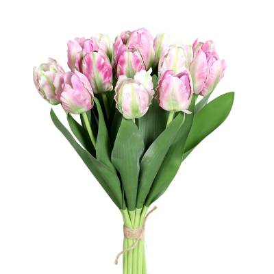 Buchet de 15 lalele artificiale roz si mov, 41 cm
