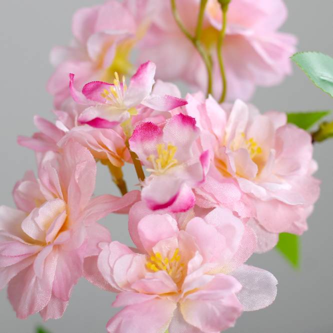 Cires artificial pitic cu flori roz, in ghiveci, 40 cm