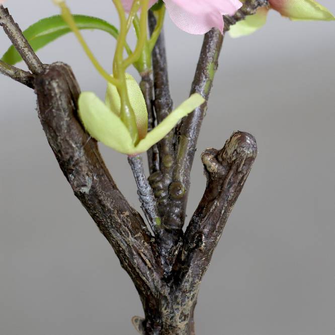 Cires artificial pitic cu flori roz, in ghiveci, 40 cm