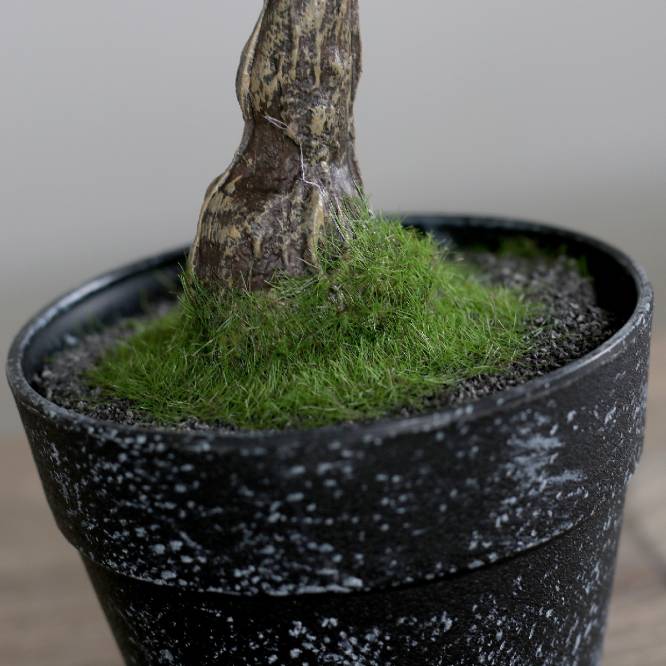 Cires artificial pitic cu flori roz, in ghiveci, 40 cm