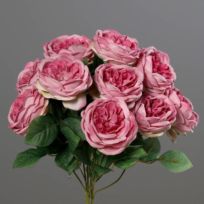 Buchet artificial trandafiri roz 45 cm