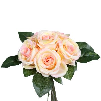 Buchet de 6 trandafiri artificiali portocalii 27 cm