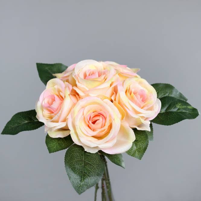 Buchet de 6 trandafiri artificiali portocalii 27 cm