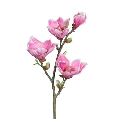 Crenguta de magnolie artificiala, culoare roz, 66 cm