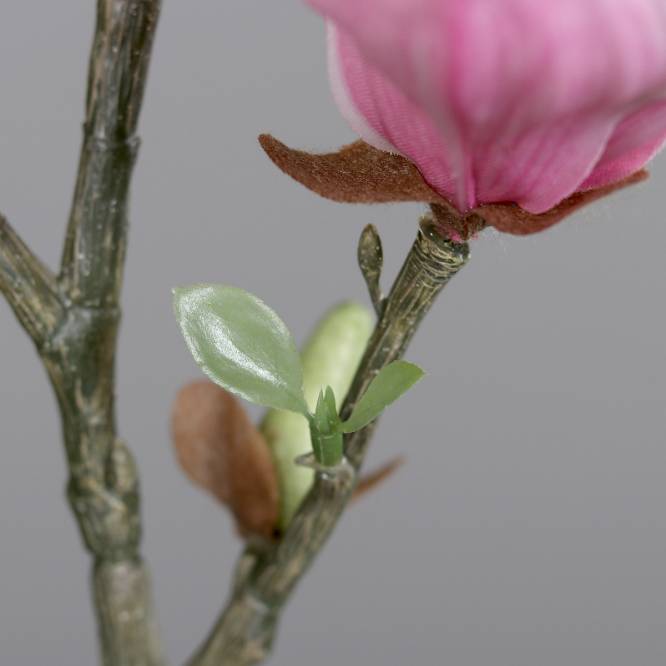 Crenguta de magnolie artificiala, culoare roz, 66 cm
