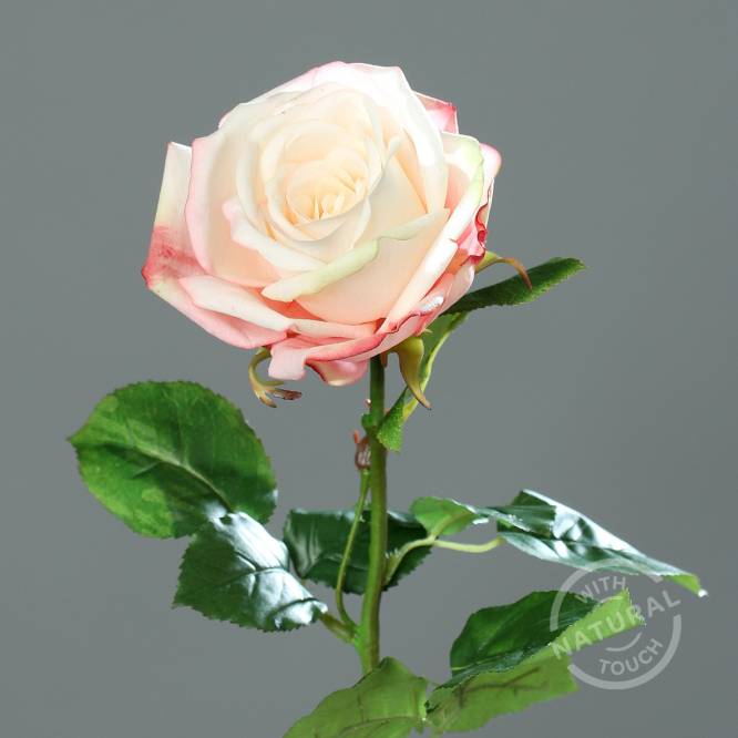Trandafir artificial crem aspect 100% natural 66 cm