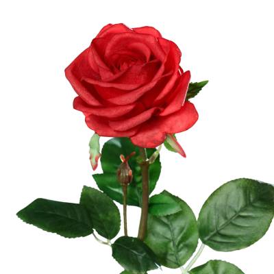 Trandafir artificial la fir, culoare rosie, 66 cm