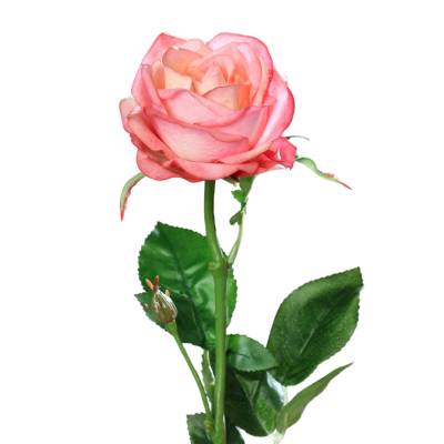 Trandafir artificial la fir, culoare roz, 66 cm
