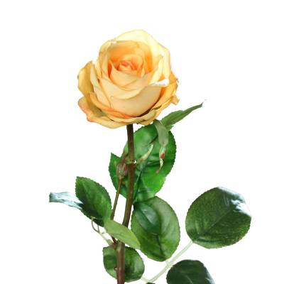 Trandafir artificial la fir, culoare galbena, 66 cm