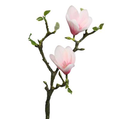 Crenguta de magnolie artificiala, culoare alb-roz, 40 cm