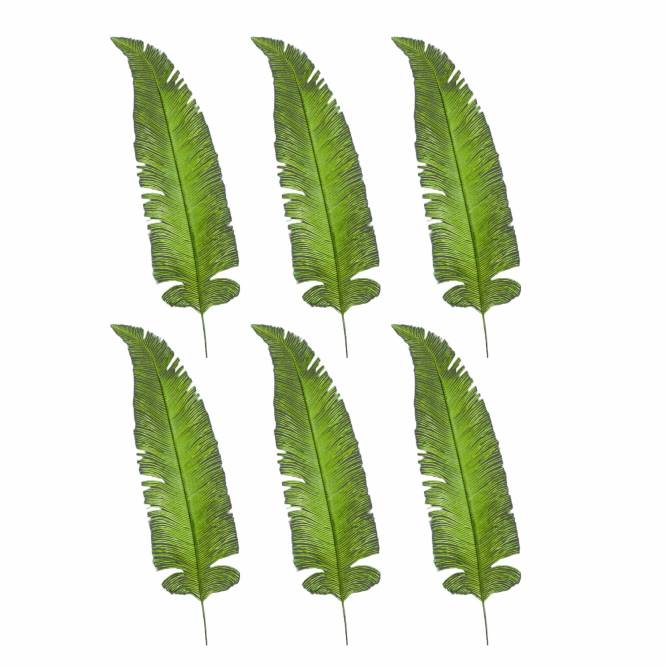 Set sase frunze artificiale decorative verzi 60 cm