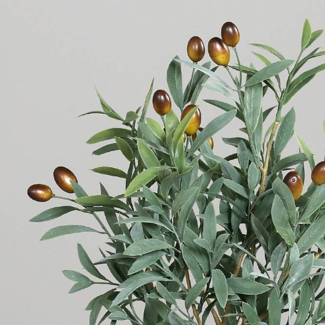 Planta decorativa, maslin artificial cu fructe, in ghiveci ceramic gri, 48 cm