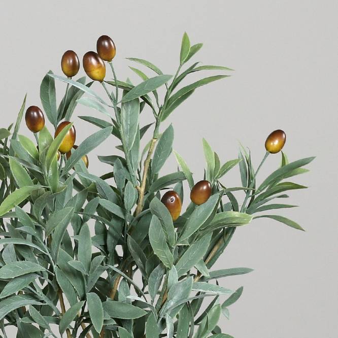 Planta decorativa, maslin artificial cu fructe, in ghiveci ceramic gri, 48 cm