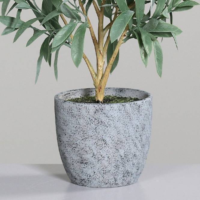 Planta decorativa, maslin artificial cu fructe, in ghiveci ceramic gri, 48 cm