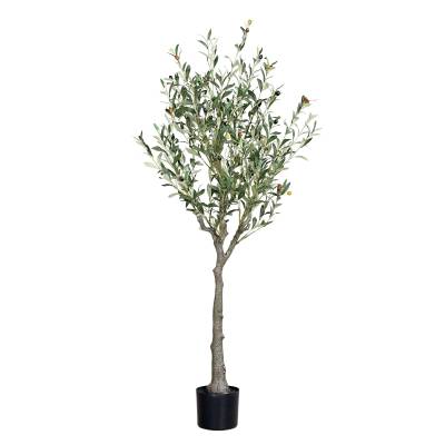 Arbust decorativ artificial maslin cu fructe in ghiveci de plastic negru, 150 cm