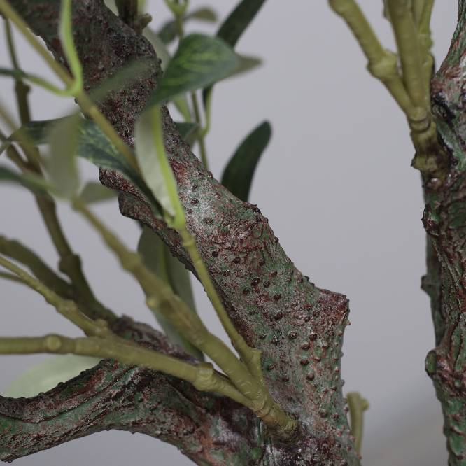 Arbust decorativ artificial maslin cu fructe in ghiveci de plastic negru, 150 cm