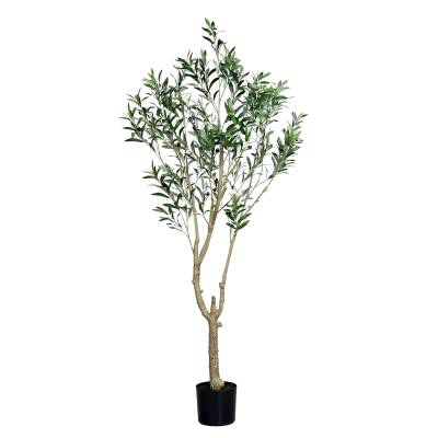 Arbust decorativ artificial maslin cu fructe in ghiveci de plastic negru, 185 cm