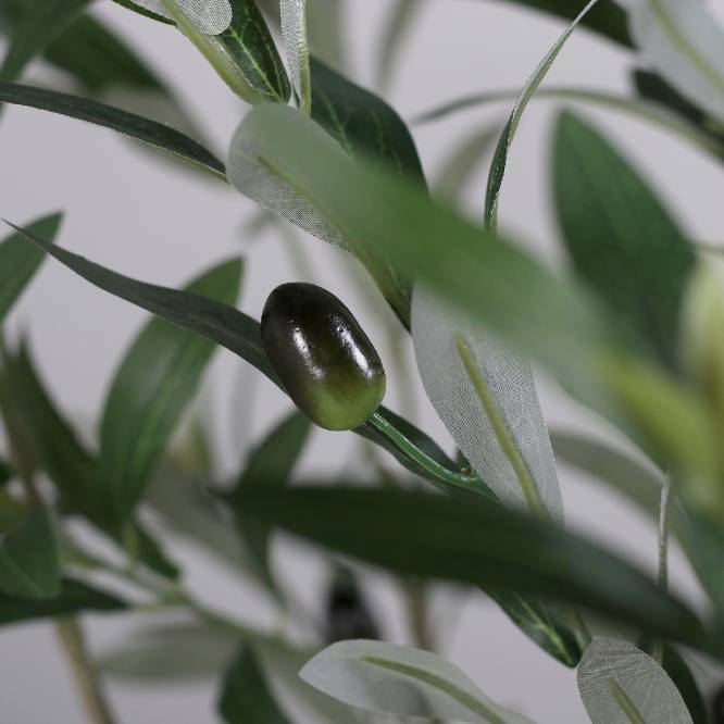 Arbust decorativ artificial maslin cu fructe in ghiveci de plastic negru, 185 cm