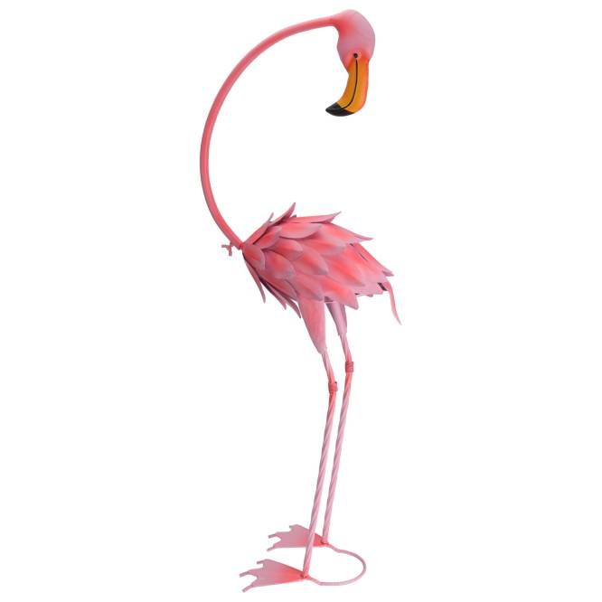 Decoratiune gradina Flamingo metalic roz 70 cm
