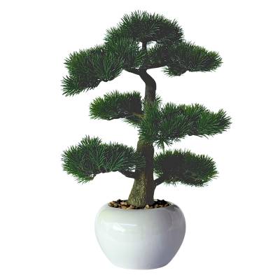 Bonsai artificial in bol ceramic alb, 48 cm