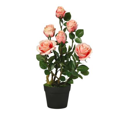 Trandafir artificial roz in ghiveci de plastic 58 cm