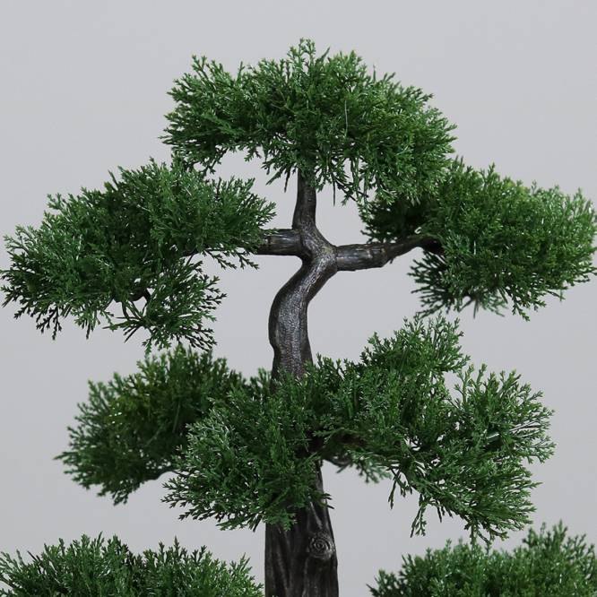 Bonsai artificial pin, in vas ceramic negru, 44 cm