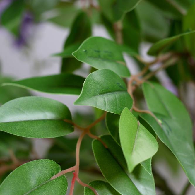 Planta decorativa artificiala glicina cu flori mov in ghiveci, 120 cm