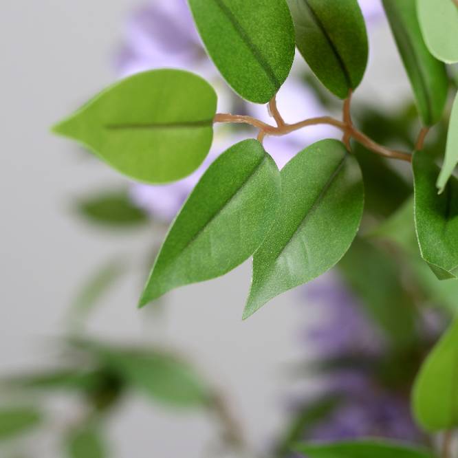 Planta decorativa artificiala glicina cu flori mov in ghiveci, 120 cm