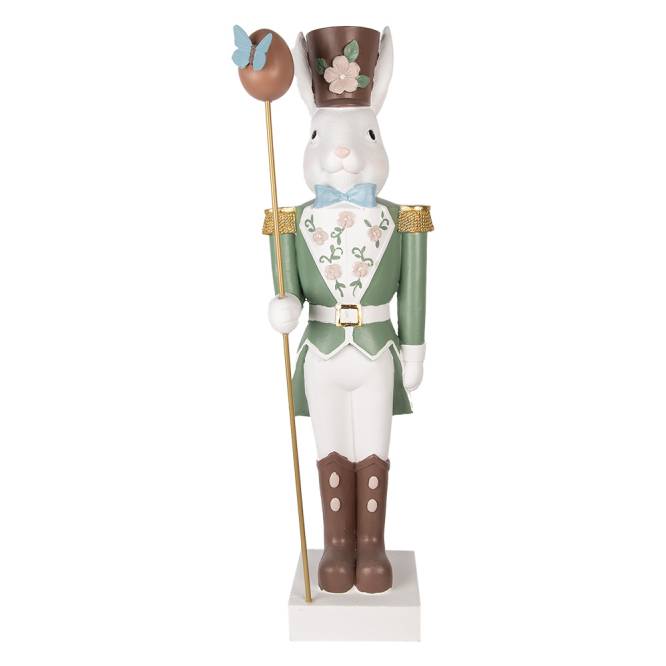 Decoratiune Pasti, iepuras in costum de ofiter, verde, 96 cm