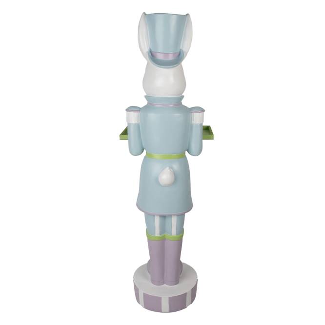 Decoratiune Pasti, iepuras in costum de ofiter, albastru, cu platou, 123 cm