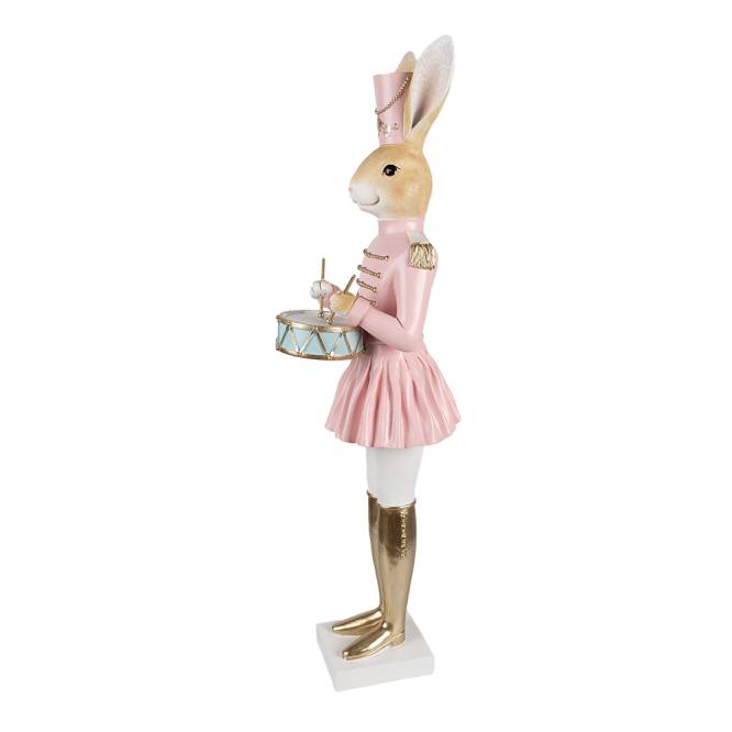 Decoratiune Pasti, Doamna Iepuras in costum de ofiter cu toba, 79 cm