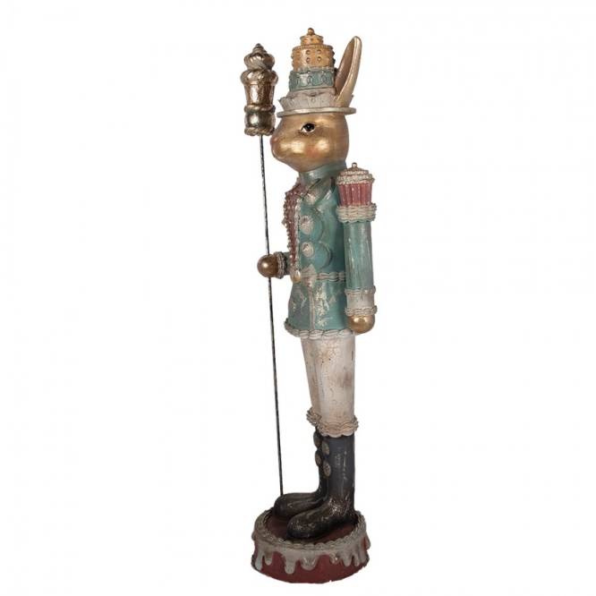 Decoratiune Pasti, iepure rege cu sceptru, model antichizat, 100 cm