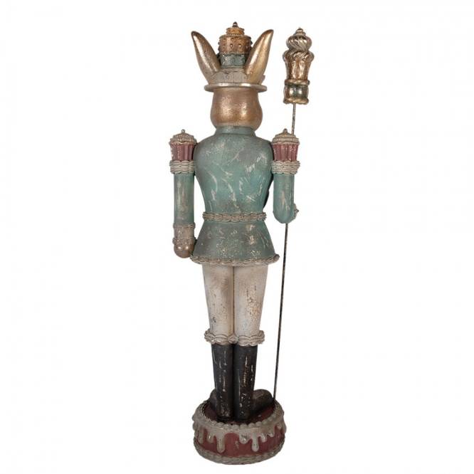 Decoratiune Pasti, iepure rege cu sceptru, model antichizat, 100 cm