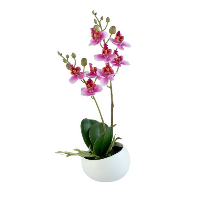 Orhidee artificiala roz cu aspect 100% natural 25 cm