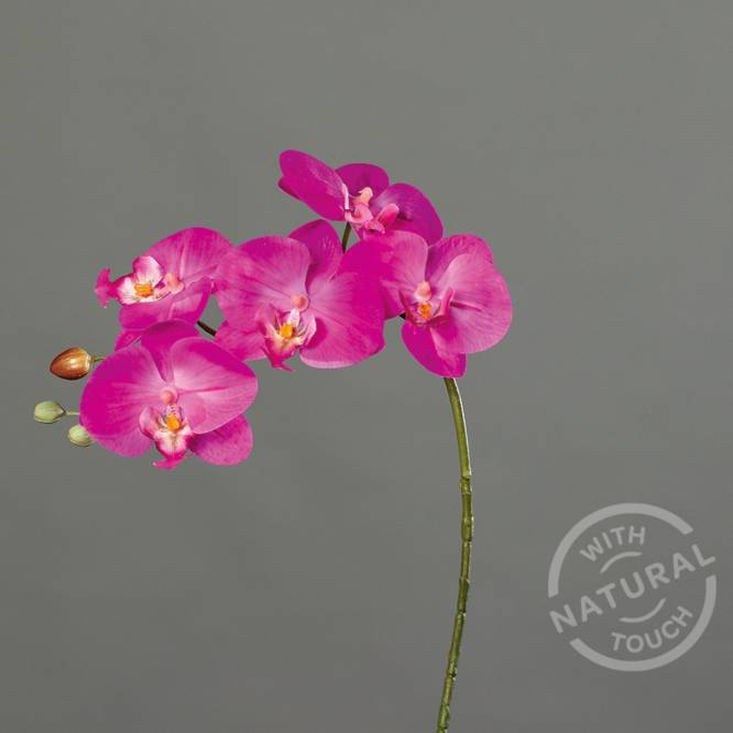 Orhidee artificiala Phalaenopsis roz cu aspect 100% natural, fir, 52 cm