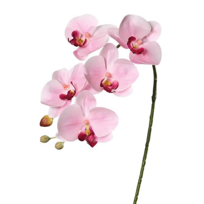 Orhidee artificiala Phalaenopsis roz deschis cu aspect 100% natural, fir, 52 cm