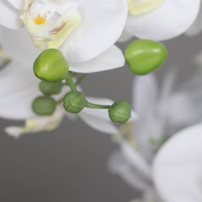 Aranjament cu orhidee artificiala alba in vas ceramic, 70 cm