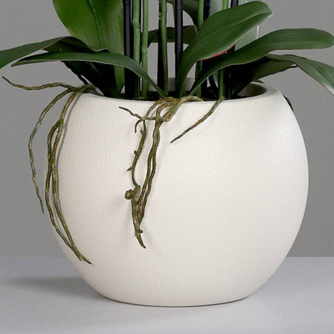 Aranjament cu orhidee artificiala alba in vas de plastic, 85 cm