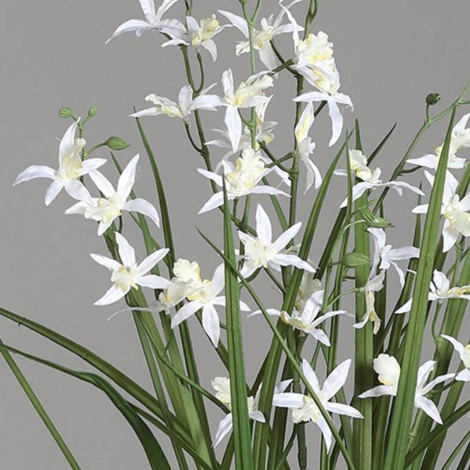 Aranjament cu orhidee artificiala Spider alba in vas ceramic, 92 cm