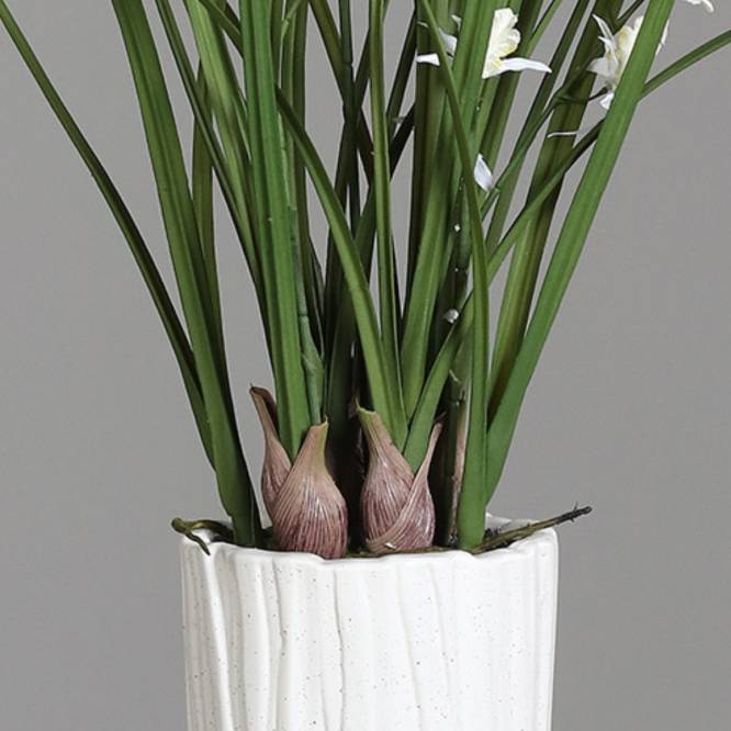 Aranjament cu orhidee artificiala Spider alba in vas ceramic, 92 cm