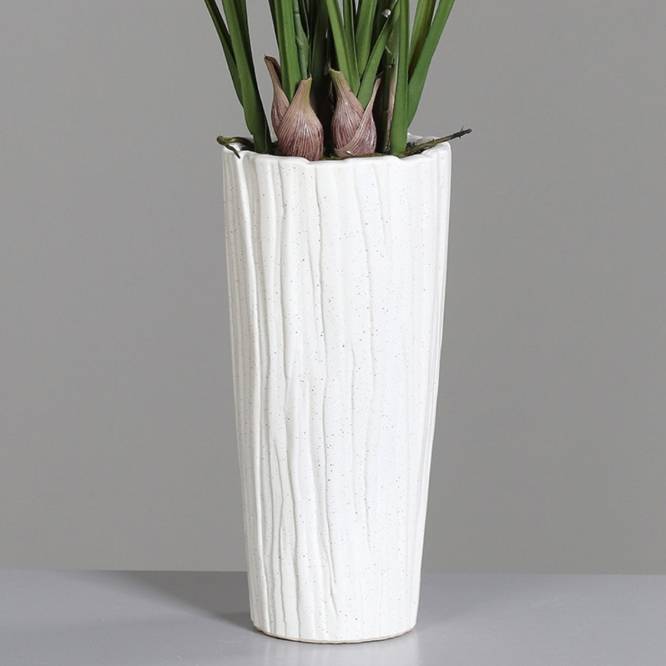 Aranjament cu orhidee artificiala Spider alba in vas ceramic, 92 cm