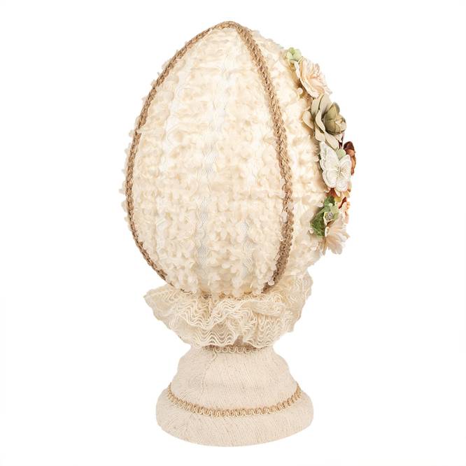 Decoratiune Pasti, ou crem decorat cu flori si fluturasi, 39 cm