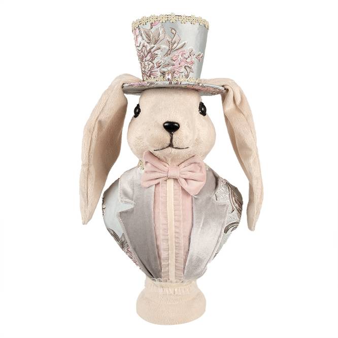 Decoratiune Pasti, figurina iepure elegant cu palarie, 51 cm