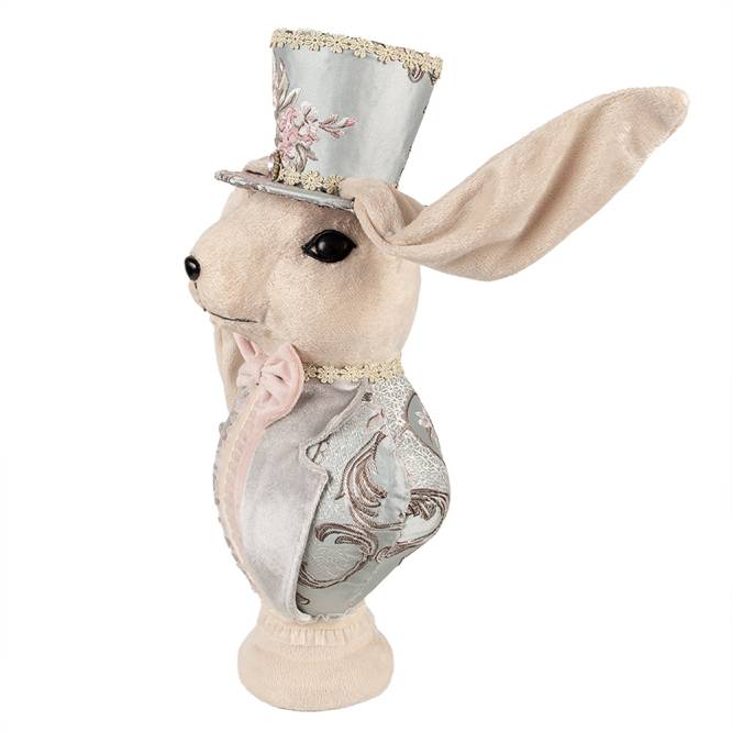 Decoratiune Pasti, figurina iepure elegant cu palarie, 51 cm