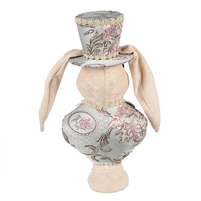 Decoratiune Pasti, figurina iepure elegant cu palarie, 51 cm