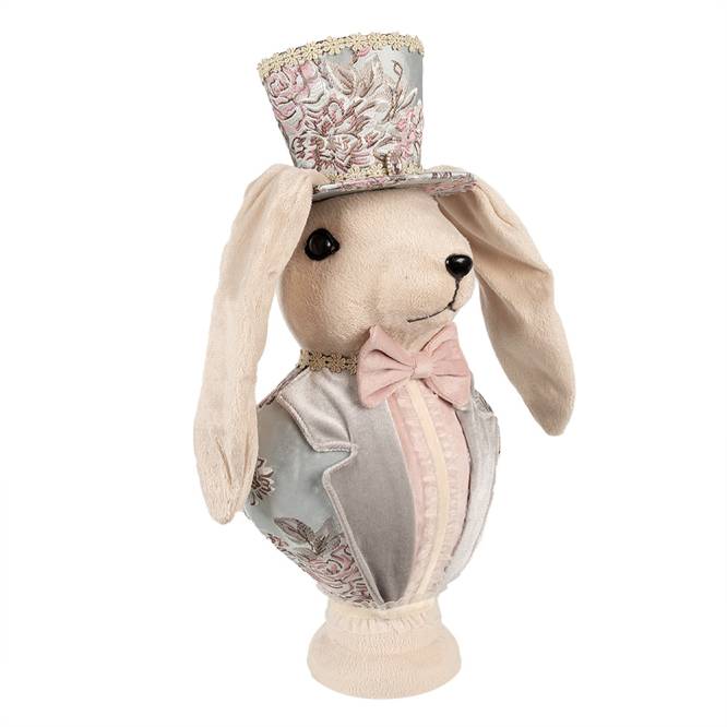 Decoratiune Pasti, figurina iepure elegant cu palarie, 51 cm