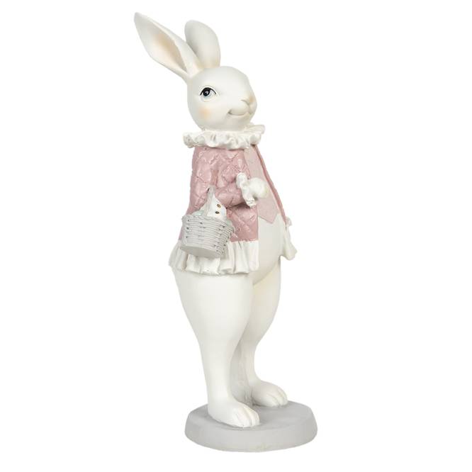 Decoratiune Pasti iepuras fetita cu costumas mov, 24 cm